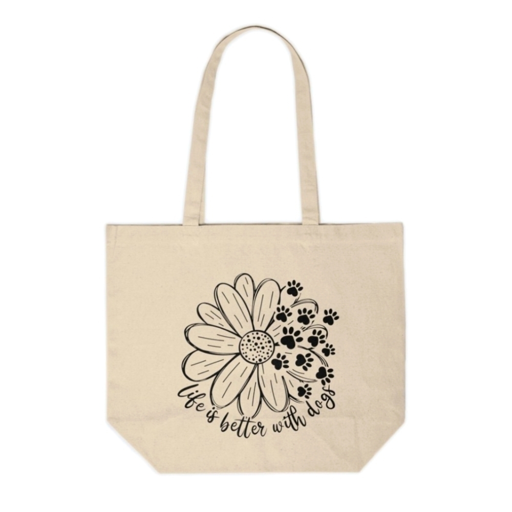 Life Is Better With Dogs Custom Canvas Tote Bag